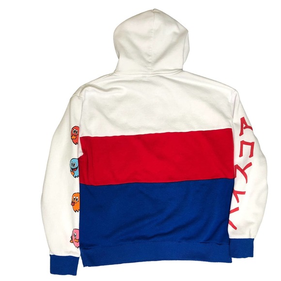 Pac-Man Sweatshirt Hoodie Red Blue Yellow Color Block Medium - Picture 4 of 8